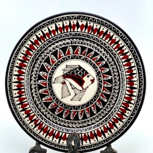 Black and white fish plate