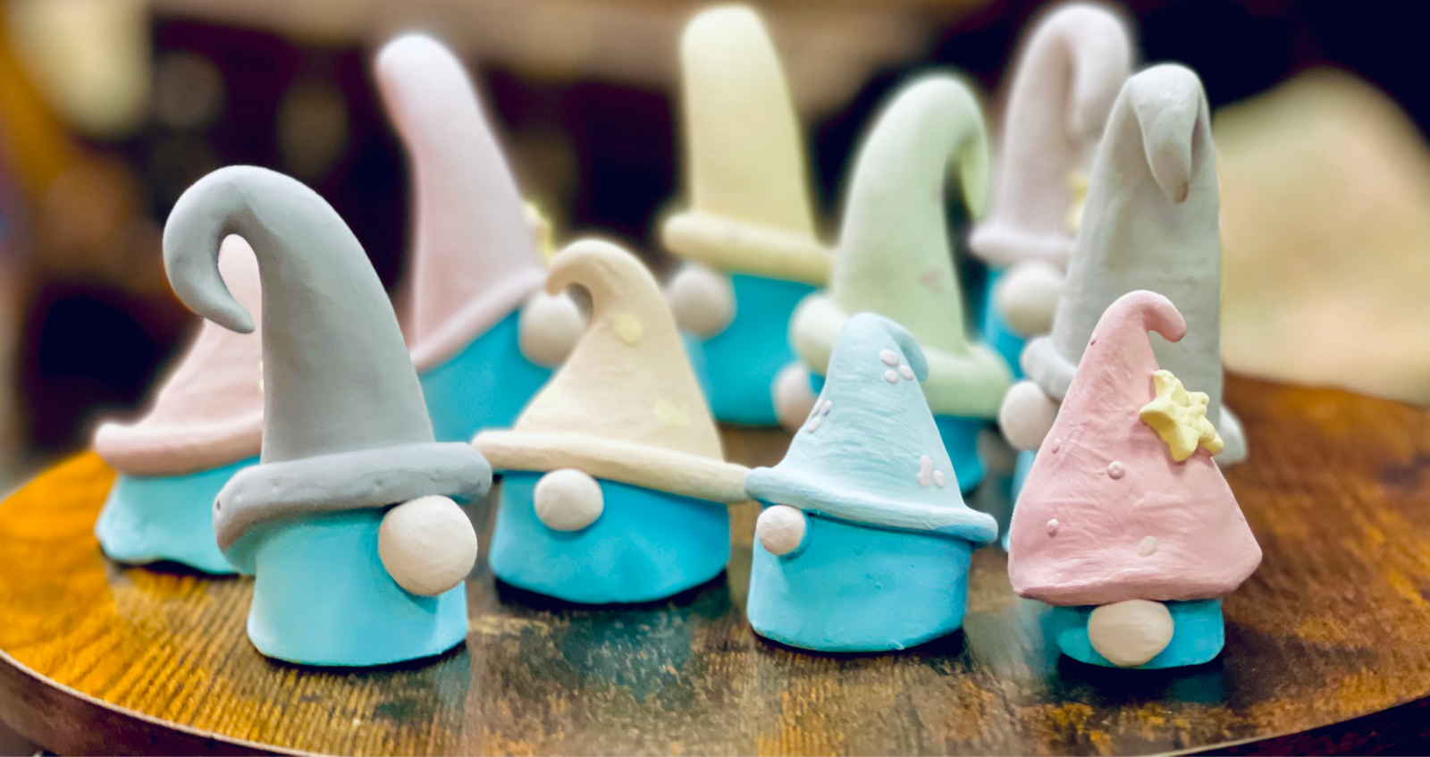 High angle view of pottery wheel with clay being shaped